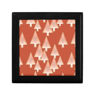 Modern metallic Christmas trees - copper & rust Jewelry Box
