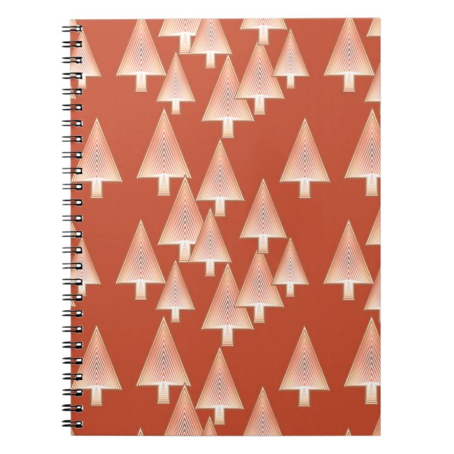 Modern metallic Christmas trees - copper & rust Notebook (Front)