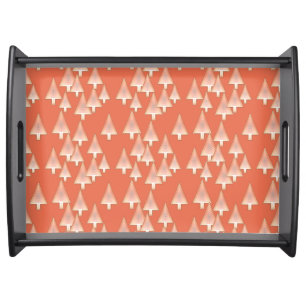 Modern metallic Christmas trees - copper & rust Serving Tray