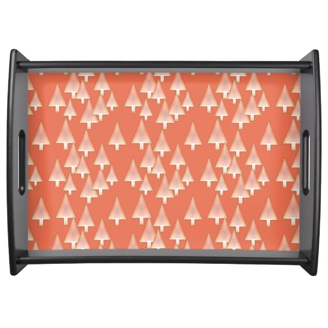 Modern metallic Christmas trees - copper & rust Serving Tray (Front)