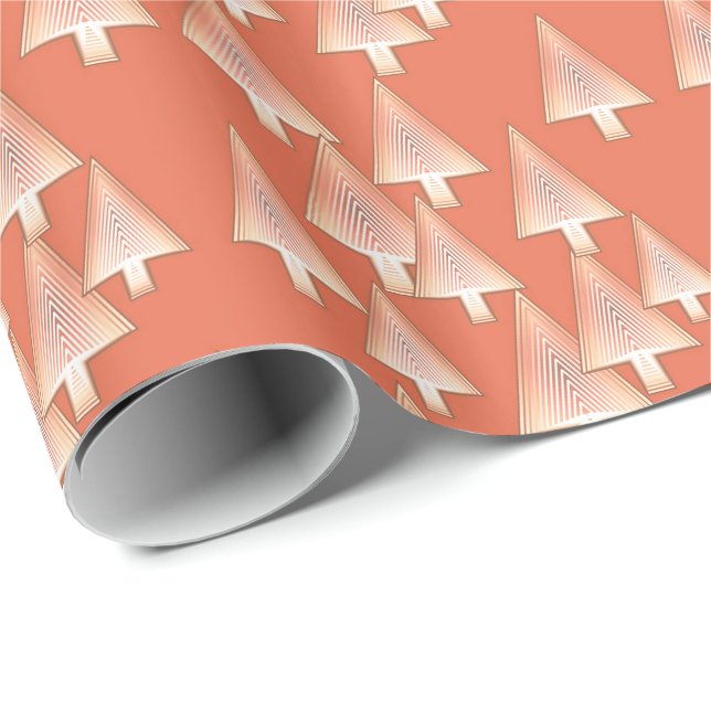 Modern metallic Christmas trees - copper & rust Wrapping Paper (Roll Corner)