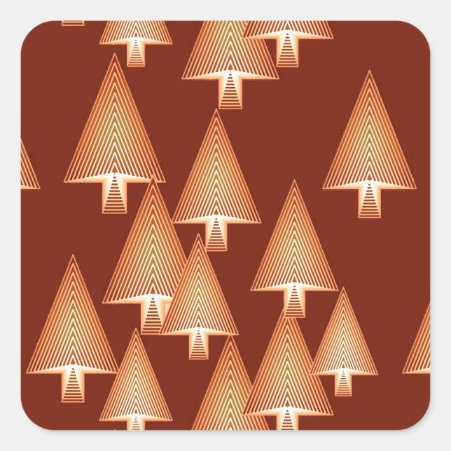 Modern metallic Christmas trees - copper Square Sticker (Front)