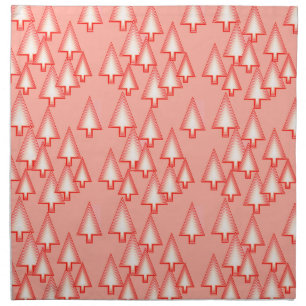 Modern metallic Christmas trees - coral orange Cloth Napkin
