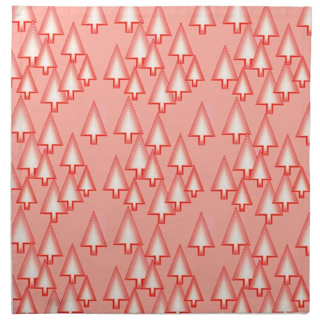 Modern metallic Christmas trees - coral orange Cloth Napkin (Front)