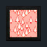 Modern metallic Christmas trees - coral orange Keepsake Box<br><div class="desc">Mid-Century Modern 3-d metallic-look Christmas trees in a silky,  striped gradient - coral orange and cream on a soft coral orange background</div>