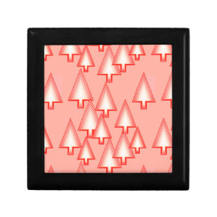 Modern metallic Christmas trees - coral orange Keepsake Box
