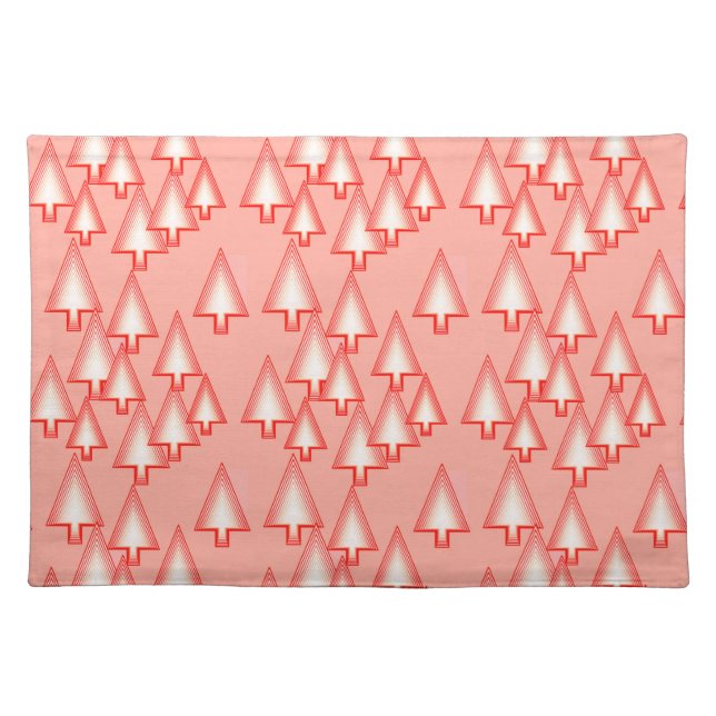 Modern metallic Christmas trees - coral orange Placemat (Front)
