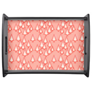 Modern metallic Christmas trees - coral orange Serving Tray