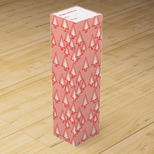 Modern metallic Christmas trees - coral orange Wine Gift Box