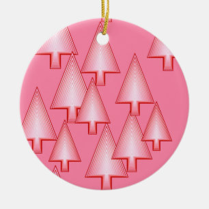 Modern metallic Christmas trees - coral pink Ceramic Ornament