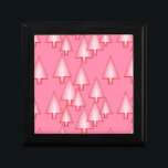 Modern metallic Christmas trees - coral pink Jewelry Box<br><div class="desc">Mid-Century Modern 3-d metallic-look Christmas trees in a silky,  striped gradient - soft shades of pastel coral pink on a deeper coral pink background</div>