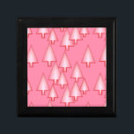 Modern metallic Christmas trees - coral pink Jewelry Box<br><div class="desc">Mid-Century Modern 3-d metallic-look Christmas trees in a silky,  striped gradient - soft shades of pastel coral pink on a deeper coral pink background</div>