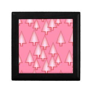 Modern metallic Christmas trees - coral pink Jewelry Box