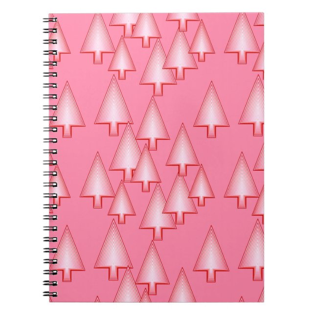 Modern metallic Christmas trees - coral pink Notebook (Front)