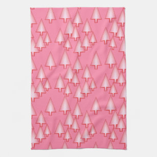 Modern metallic Christmas trees - coral pink Towel