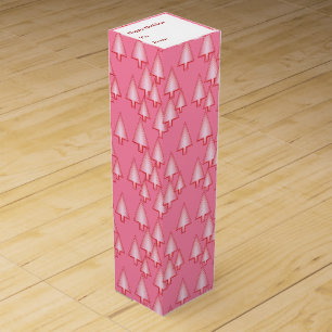 Modern metallic Christmas trees - coral pink Wine Gift Box