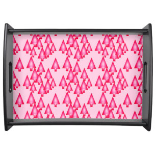 Modern metallic Christmas trees - fuchsia pink Serving Tray