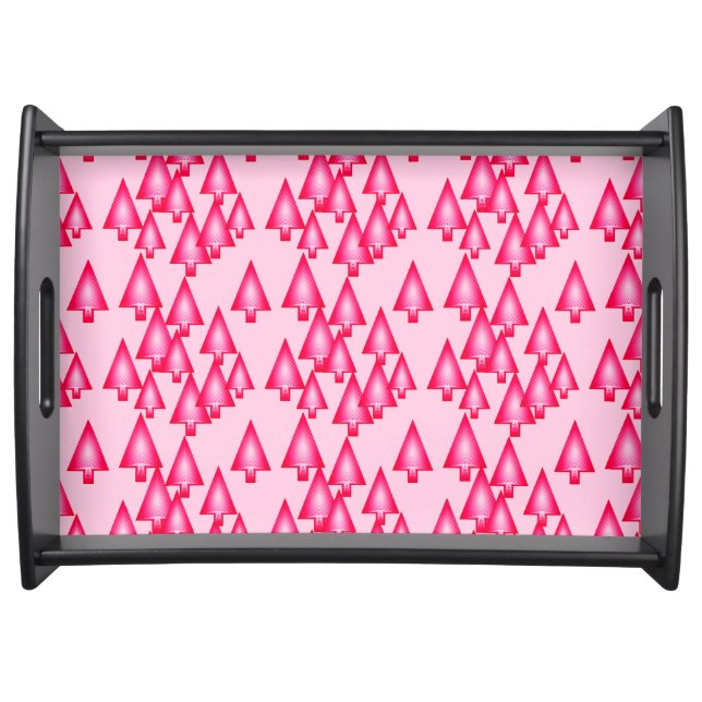 Modern metallic Christmas trees - fuchsia pink Serving Tray (Front)