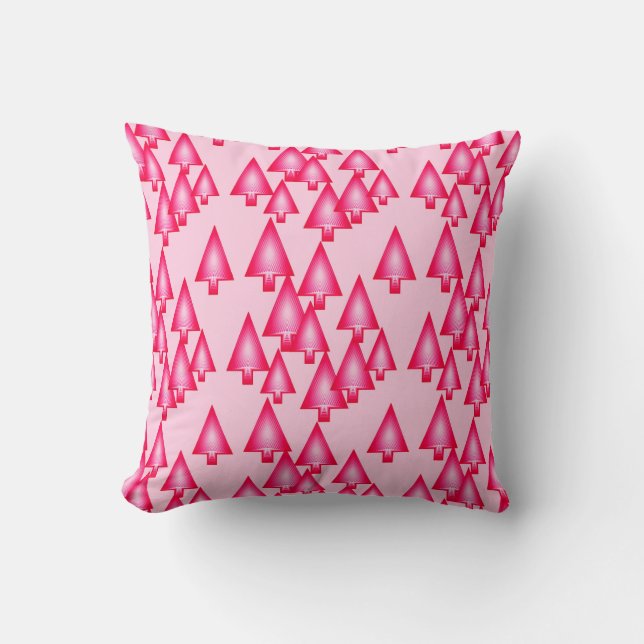 Modern metallic Christmas trees - fuchsia pink Throw Pillow (Front)