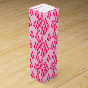 Modern metallic Christmas trees - fuchsia pink Wine Gift Box