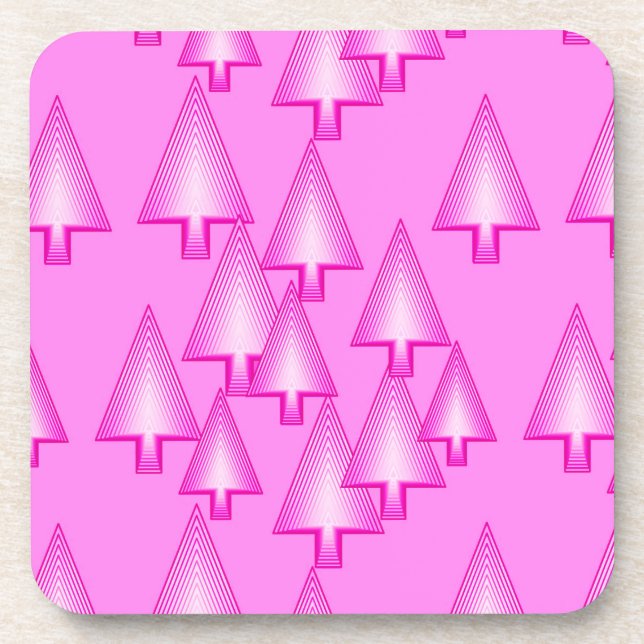 Modern metallic Christmas trees - orchid pink Beverage Coaster (Front)