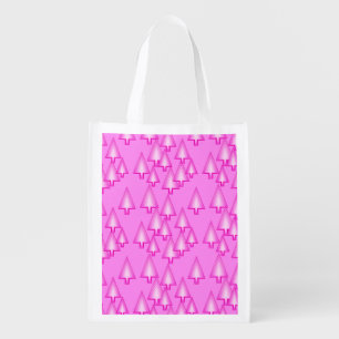 Modern metallic Christmas trees - orchid pink Grocery Bag