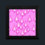 Modern metallic Christmas trees - orchid pink Keepsake Box<br><div class="desc">Mid-Century Modern 3-d metallic-look Christmas trees in a silky,  striped gradient - pale to deep orchid pink on a light orchid background</div>