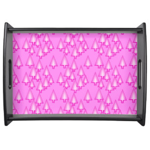 Modern metallic Christmas trees - orchid pink Serving Tray