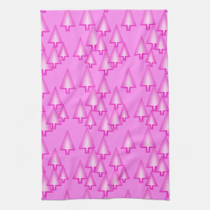 Modern metallic Christmas trees - orchid pink Towel