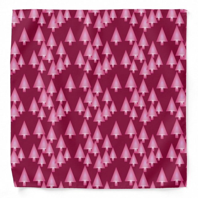 Modern metallic Christmas trees - pink & wine Bandana (Front)