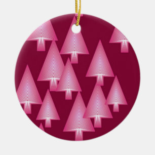 Modern metallic Christmas trees - pink & wine Ceramic Ornament