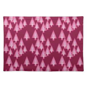 Modern metallic Christmas trees - pink & wine Cloth Placemat