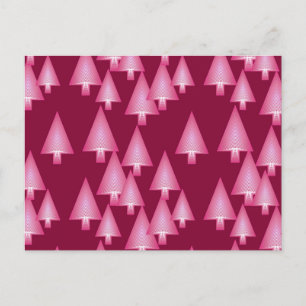 Modern metallic Christmas trees - pink & wine Holiday Postcard