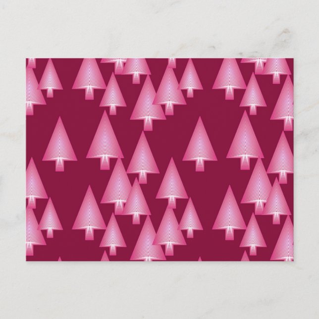 Modern metallic Christmas trees - pink & wine Holiday Postcard (Front)