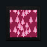 Modern metallic Christmas trees - pink & wine Keepsake Box<br><div class="desc">Mid-Century Modern 3-d metallic-look Christmas trees in a silky,  striped gradient - soft rose pink on a dark burgundy wine background</div>