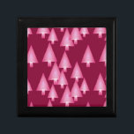 Modern metallic Christmas trees - pink & wine Keepsake Box<br><div class="desc">Mid-Century Modern 3-d metallic-look Christmas trees in a silky,  striped gradient - soft rose pink on a dark burgundy wine background</div>