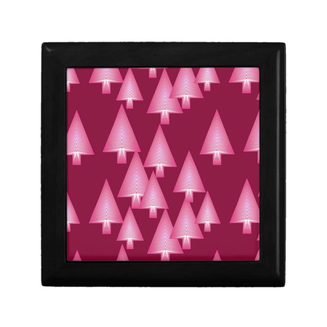 Modern metallic Christmas trees - pink & wine Keepsake Box (Front)