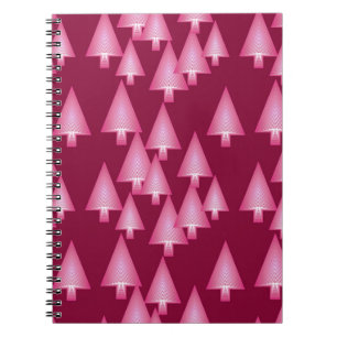 Modern metallic Christmas trees - pink & wine Notebook