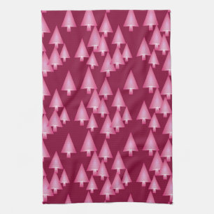 Modern metallic Christmas trees - pink & wine Towel