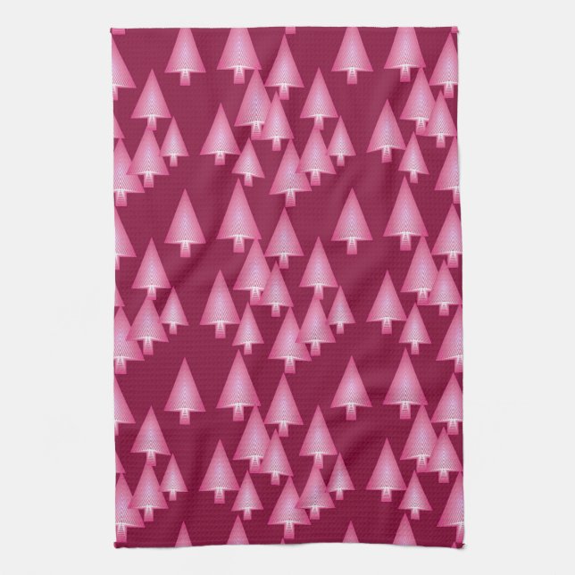 Modern metallic Christmas trees - pink & wine Towel (Vertical)