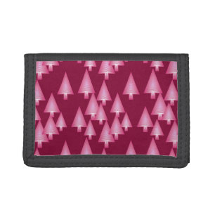Modern metallic Christmas trees - pink & wine Trifold Wallet