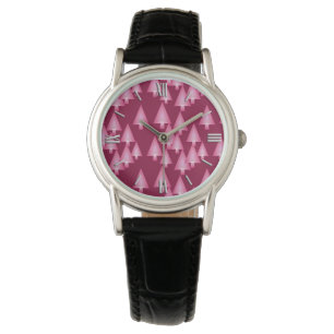 Modern metallic Christmas trees - pink & wine Watch