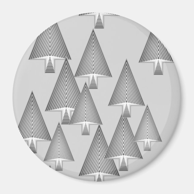 Modern metallic Christmas trees - silver gray Magnet (Front)