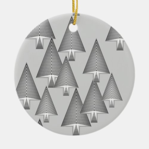 Modern metallic Christmas trees _ silver grey Ceramic Ornament