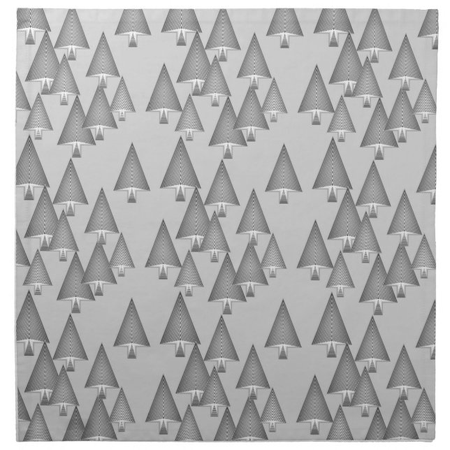 Modern metallic Christmas trees - silver grey Cloth Napkin (Front)