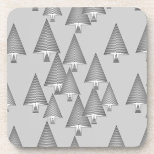 Modern metallic Christmas trees - silver grey Drink Coaster