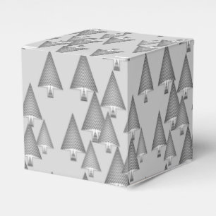 Modern metallic Christmas trees - silver grey Favor Boxes