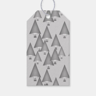 Modern metallic Christmas trees - silver grey Gift Tags