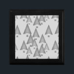 Modern metallic Christmas trees - silver grey Jewelry Box<br><div class="desc">Mid-Century Modern 3-d metallic-look Christmas trees in a silky,  striped gradient - pale silver to pewter grey / gray on a light silver grey background</div>