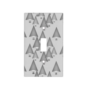 Modern metallic Christmas trees - silver grey Light Switch Cover